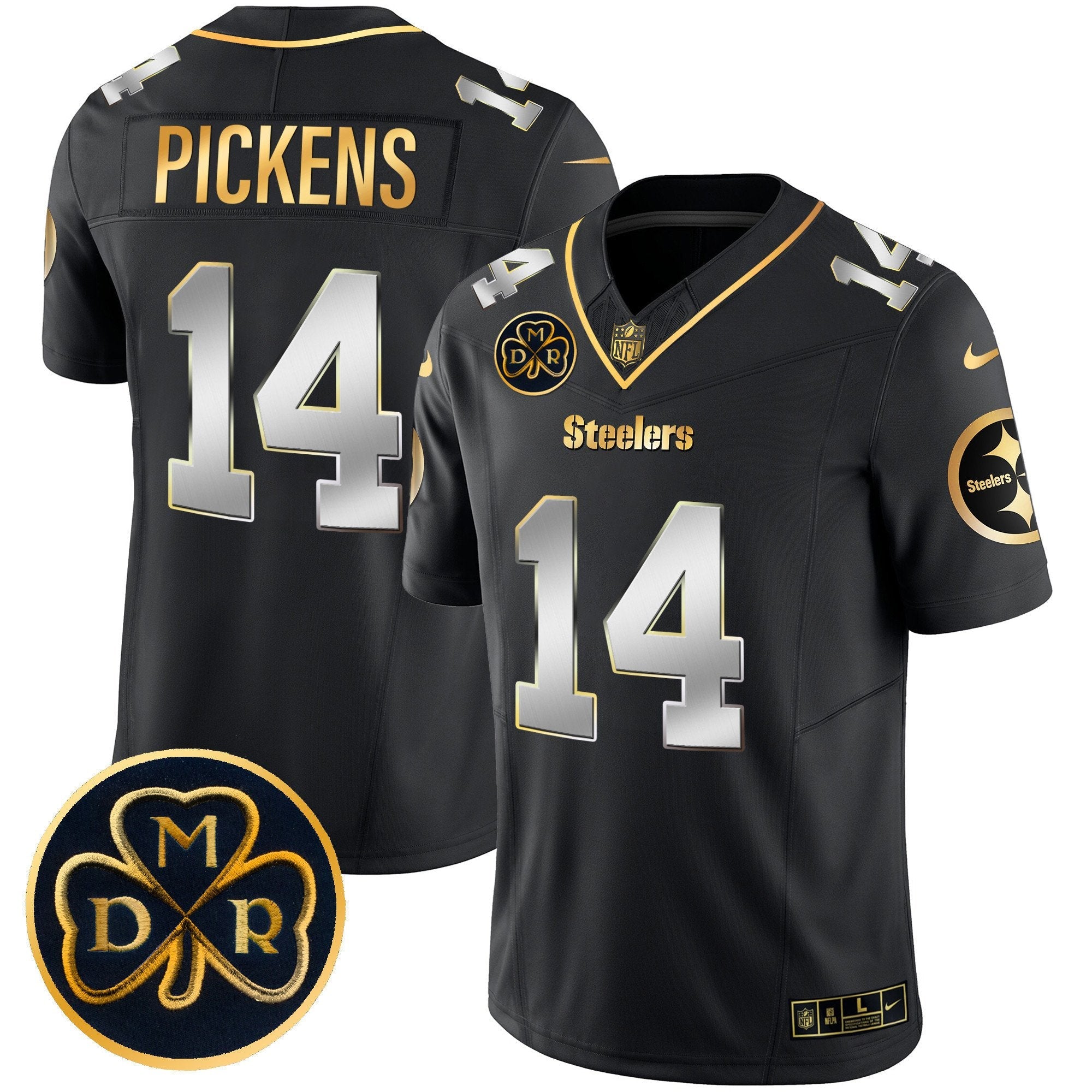 Steelers DMR Patch Gold Vapor Limited Jersey – All Stitched – Black Limited – George Pickens Jersey