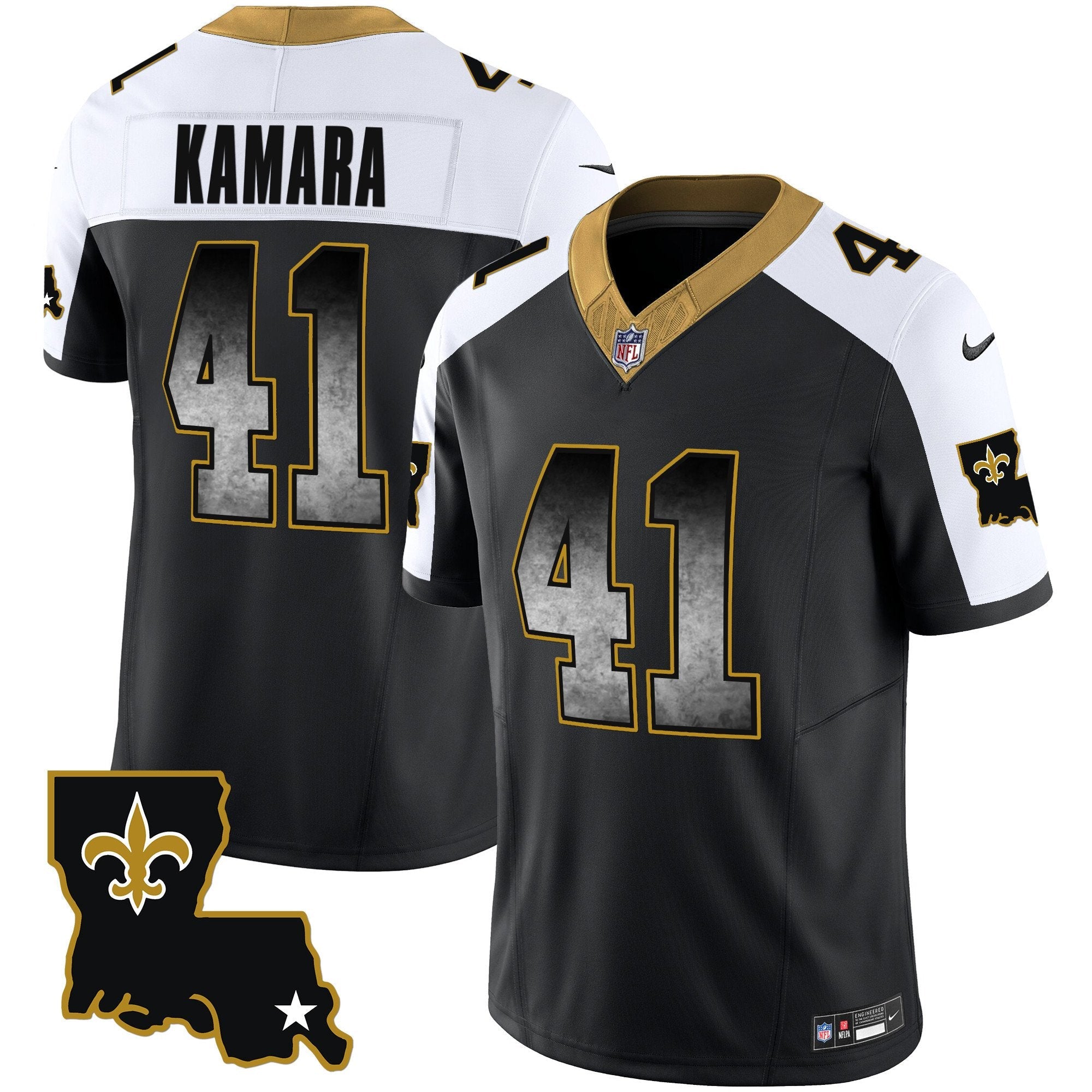 Saints 1987 Legacy Arch Smoke Jersey – All Stitched – Alternate – Alvin Kamara Jersey