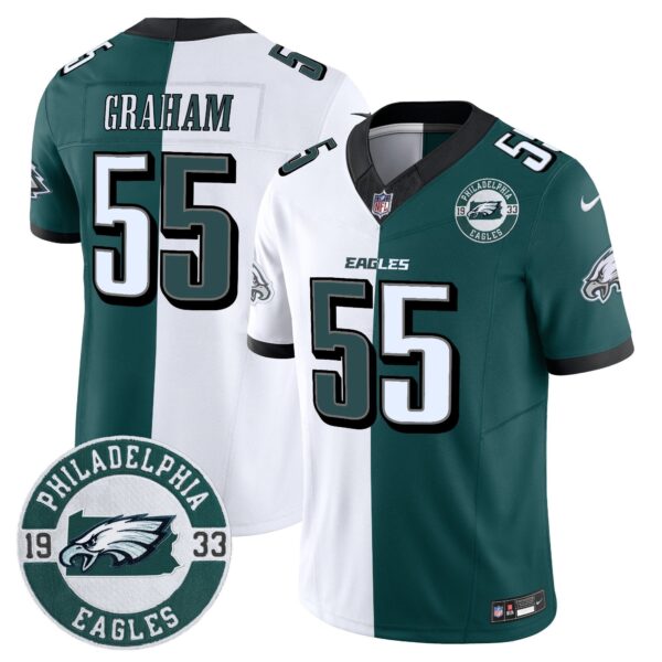 Eagles 2024 Vapor Limited Jersey – Est. 1933 Patch – All Stitched – Split – Brandon Graham Jersey