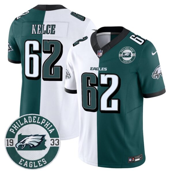 Eagles 2024 Vapor Limited Jersey – Est. 1933 Patch – All Stitched – Split – Jason Kelce Jersey