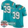 Dolphins 50th & Don Shula 347 Memorial Patch Vapor Limited Jersey – All Stitched – Aqua – Larry Csonka Jersey