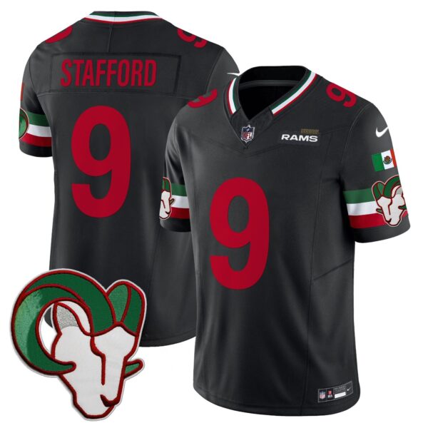 Rams Mexico Vapor Limited Jersey – All Stitched – Black – Matthew Stafford Jersey
