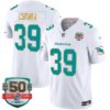 Dolphins Gold Trim Vapor Limited Jersey – All Stitched – White – Larry Csonka Jersey