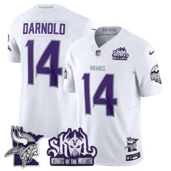 Minnesota Vikings Kings Of The North Patch Vapor Limited Jersey V3 – All Stitched – Winter Warrior – Sam Darnold Jersey