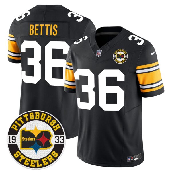 Steelers 2024 Vapor Limited Jersey – Est 1933 Patch – All Stitched – 1975 Throwback – Jerome Bettis Jersey