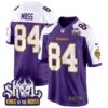 Minnesota Vikings King Of The North Patch Throwback Game Jersey – All Stitched – Purple Alternate – Randy Moss Jersey