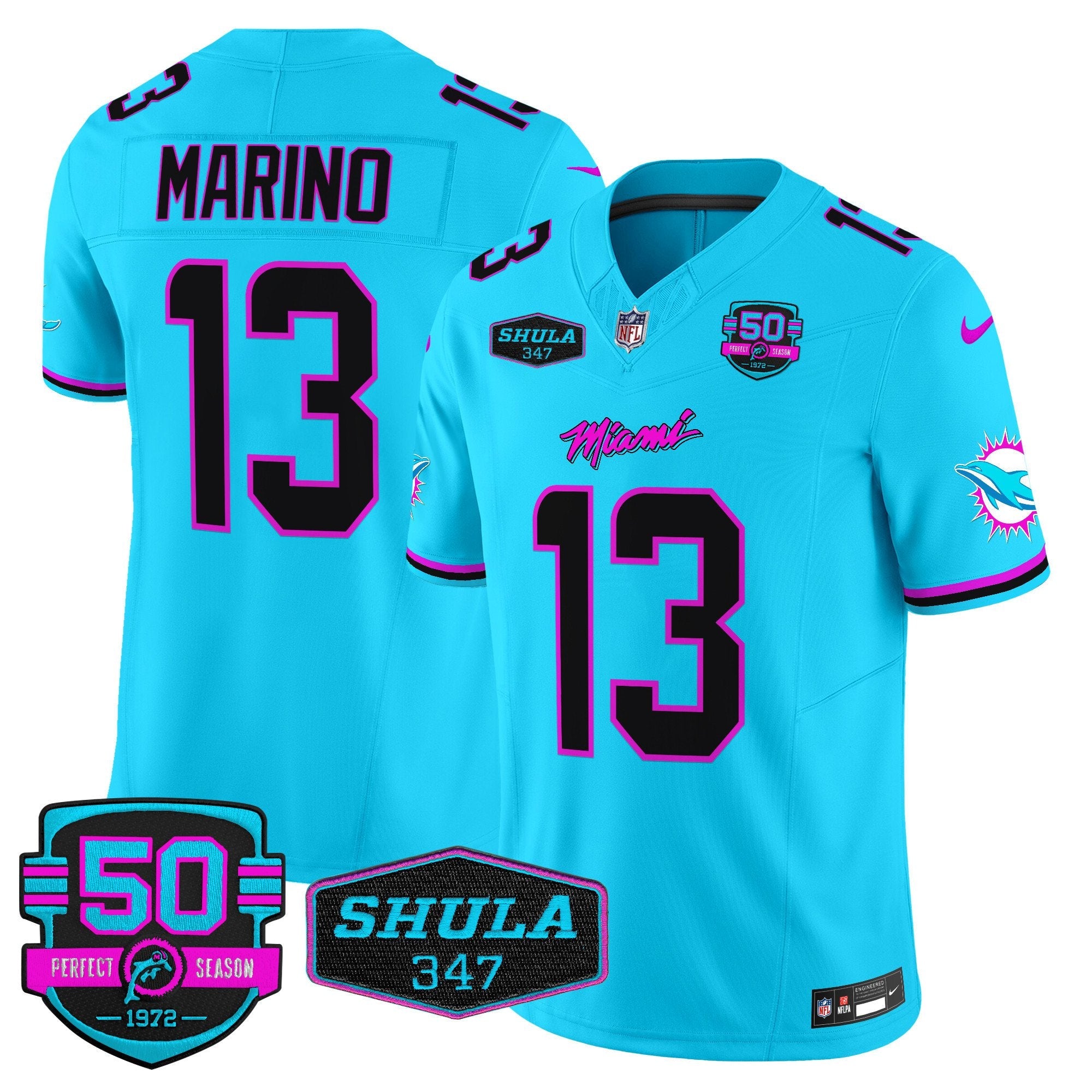 Dolphins “Miami Vice” Vapor Limited Jersey V4 – All Stitched – Aqua – Dan Marino Jersey