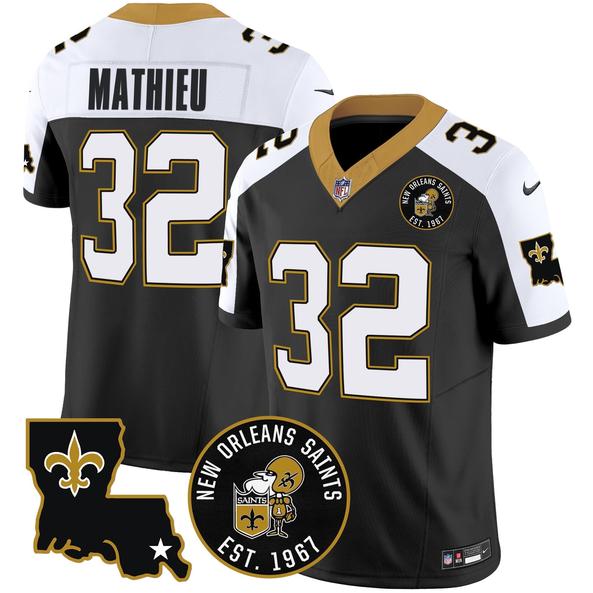 Saints EST. 1967 Patch Vapor Jersey – All Stitched – Alternate – Tyrann Mathieu Jersey