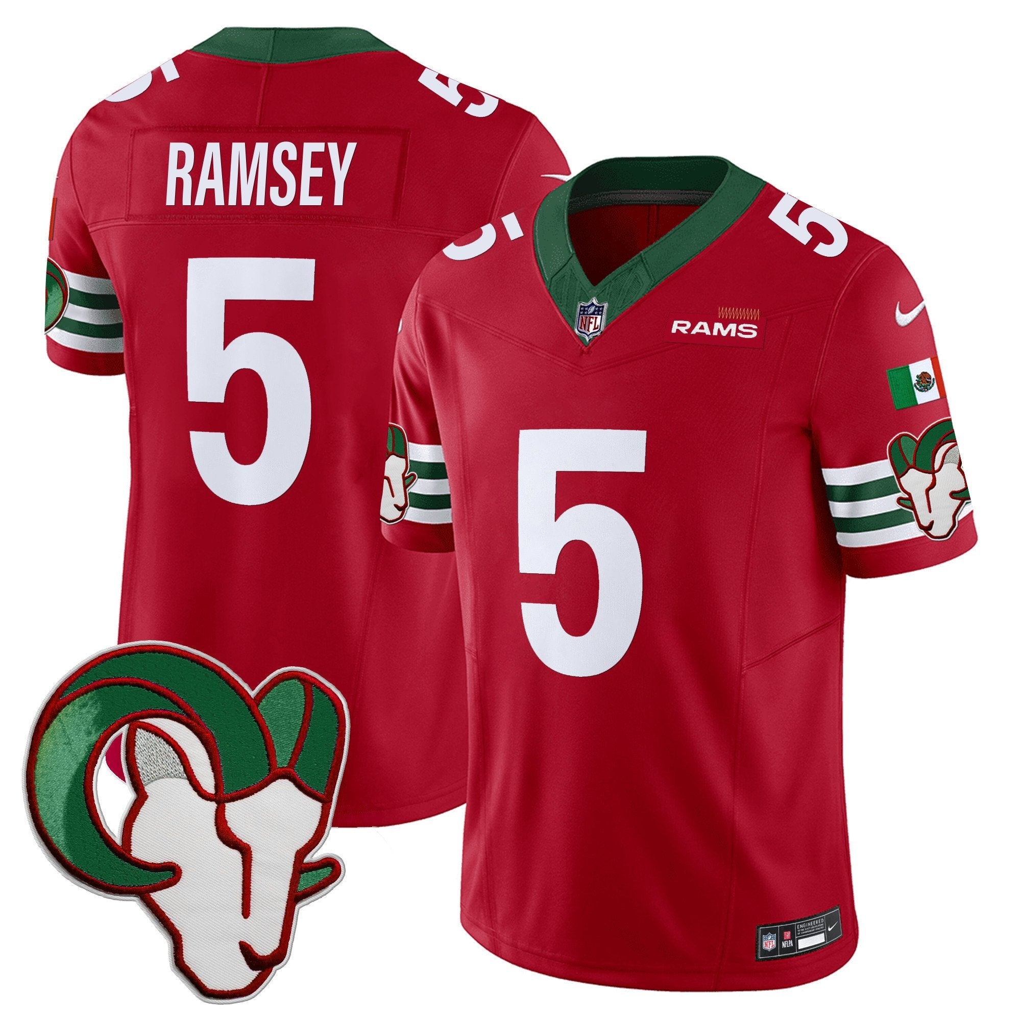 Rams Mexico Vapor Limited Jersey – All Stitched – Red – Jalen Ramsey Jersey