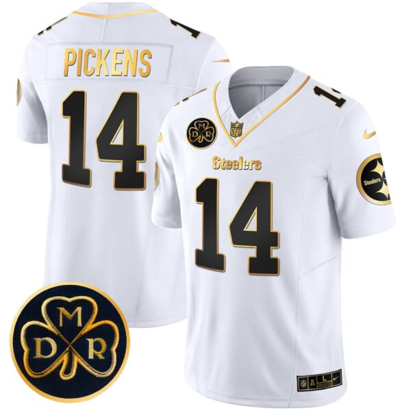 Steelers DMR Patch Gold Vapor Limited Jersey – All Stitched – White Gold – George Pickens Jersey