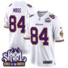 Minnesota Vikings King Of The North Patch Throwback Game Jersey – All Stitched – White – Randy Moss Jersey