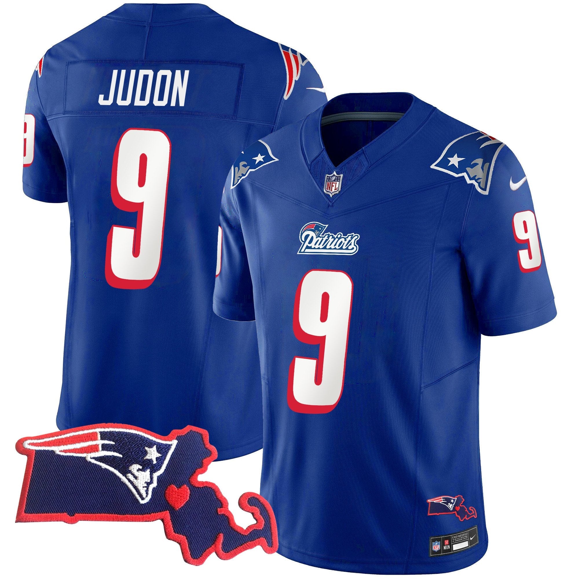 Patriots 1996 Throwback State Patch Vapor Jersey – All Stitched – Royal – Matthew Judon Jersey