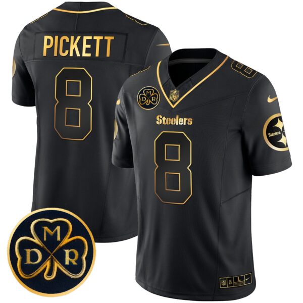 Steelers DMR Patch Gold Vapor Limited Jersey – All Stitched – Black Gold – Kenny Pickett Jersey