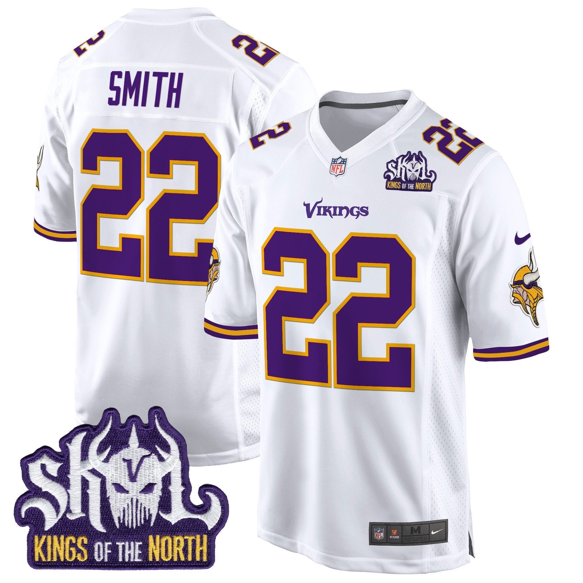 Minnesota Vikings King Of The North Patch Throwback Game Jersey – All Stitched – White – Harrison Smith Jersey