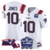 Patriots Bill Belichick 6x Champions Patch Vapor Jersey – All Stitched – White – Mac Jones Jersey
