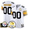 Steelers 50th Anniversary Of Super Bowl IX & Map Patch Vapor Limited Custom Jersey – All Stitched – 1975 White Jersey