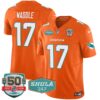 Dolphins Shula 347 Patch Vapor Limited Jersey V2 – All Stitched – Orange – Jaylen Waddle Jersey