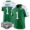 Philadelphia Eagles Kelly Green 2024 NFC East Division Champions Vapor Limited Jersey V2 – All Stitched – Kelly Alternate – Jalen Hurts Jersey