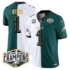 Eagles 2024 NFC East Division Champions Gold Trim Vapor Limited Jersey – All Stitched – Split – Jalen Hurts Jersey