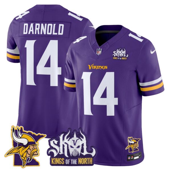 Minnesota Vikings Kings Of The North Patch Vapor Limited Jersey V3 – All Stitched – Purple – Sam Darnold Jersey