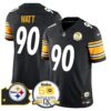 Steelers 50th Anniversary Of Super Bowl IX & Map Patch Vapor Limited Jersey – All Stitched – Black – T. J. Watt Jersey