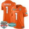 Dolphins Shula 347 Patch Vapor Limited Jersey V2 – All Stitched – Orange – Tua Tagovailoa Jersey