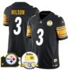 Steelers 50th Anniversary Of Super Bowl IX & Map Patch Vapor Limited Jersey – All Stitched – Black – Russell Wilson Jersey
