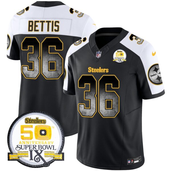 Steelers Arch Smoke 50th Anniversary Of Super Bowl IX Patch Vapor Limited Jersey – All Stitched – Alternate – Jerome Bettis Jersey