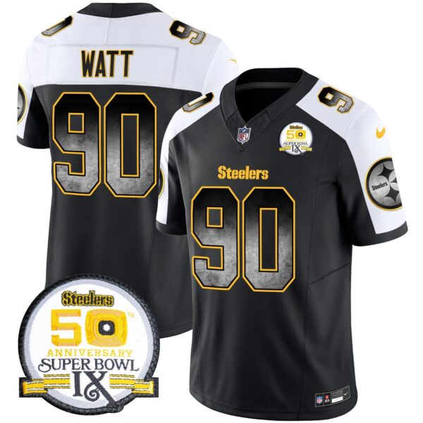 Steelers Arch Smoke 50th Anniversary Of Super Bowl IX Patch Vapor Limited Jersey – All Stitched – Alternate – T. J. Watt Jersey