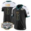 Eagles 2024 NFC East Division Champions Gold Trim Vapor Limited Jersey – All Stitched – Black Alternate – DeVonta Smith Jersey