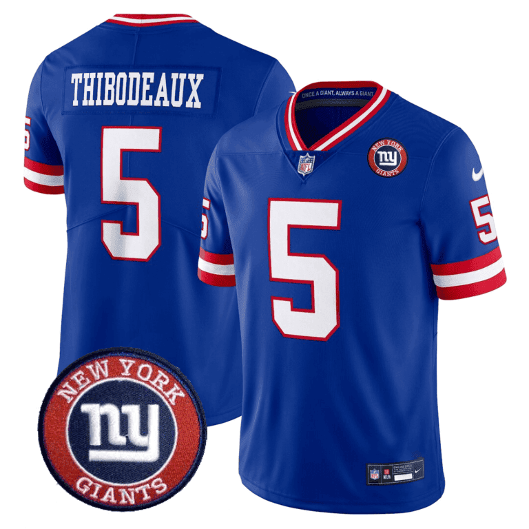 Giants Logo Patch Limited Jersey – All Stitched – Royal – Kayvon Thibodeaux Jersey