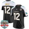Dolphins Gold Trim Vapor Limited Jersey – All Stitched – Black Alternate – Bob Griese Jersey
