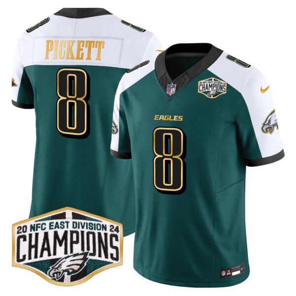 Eagles 2024 NFC East Division Champions Gold Trim Vapor Limited Jersey – All Stitched – Green Alternate – Kenny Pickett Jersey