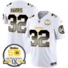 Steelers Arch Smoke 50th Anniversary Of Super Bowl IX Patch Vapor Limited Jersey – All Stitched – White – Franco Harris Jersey