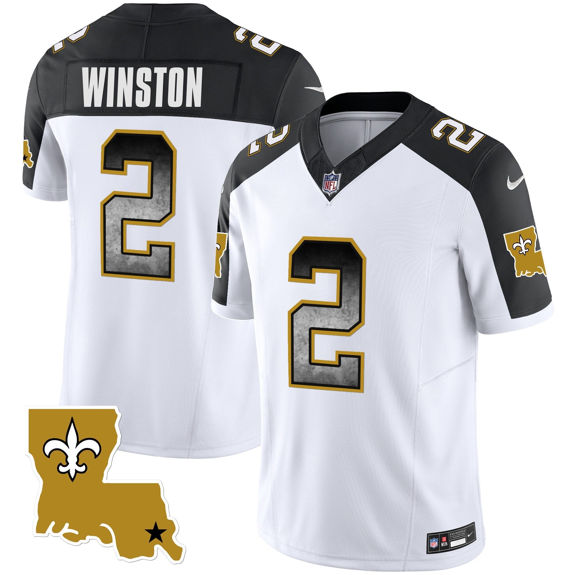 Saints 1987 Legacy Arch Smoke Jersey – All Stitched – Inverted – Jameis Winston Jersey