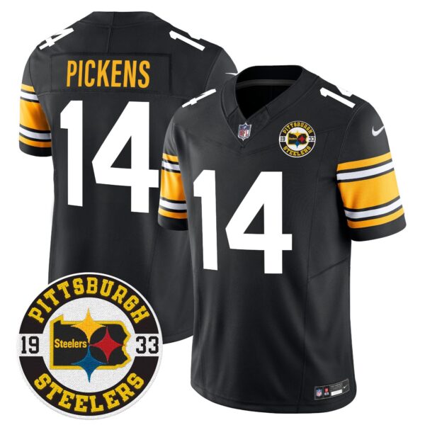 Steelers 2024 Vapor Limited Jersey – Est 1933 Patch – All Stitched – 1975 Throwback – George Pickens Jersey