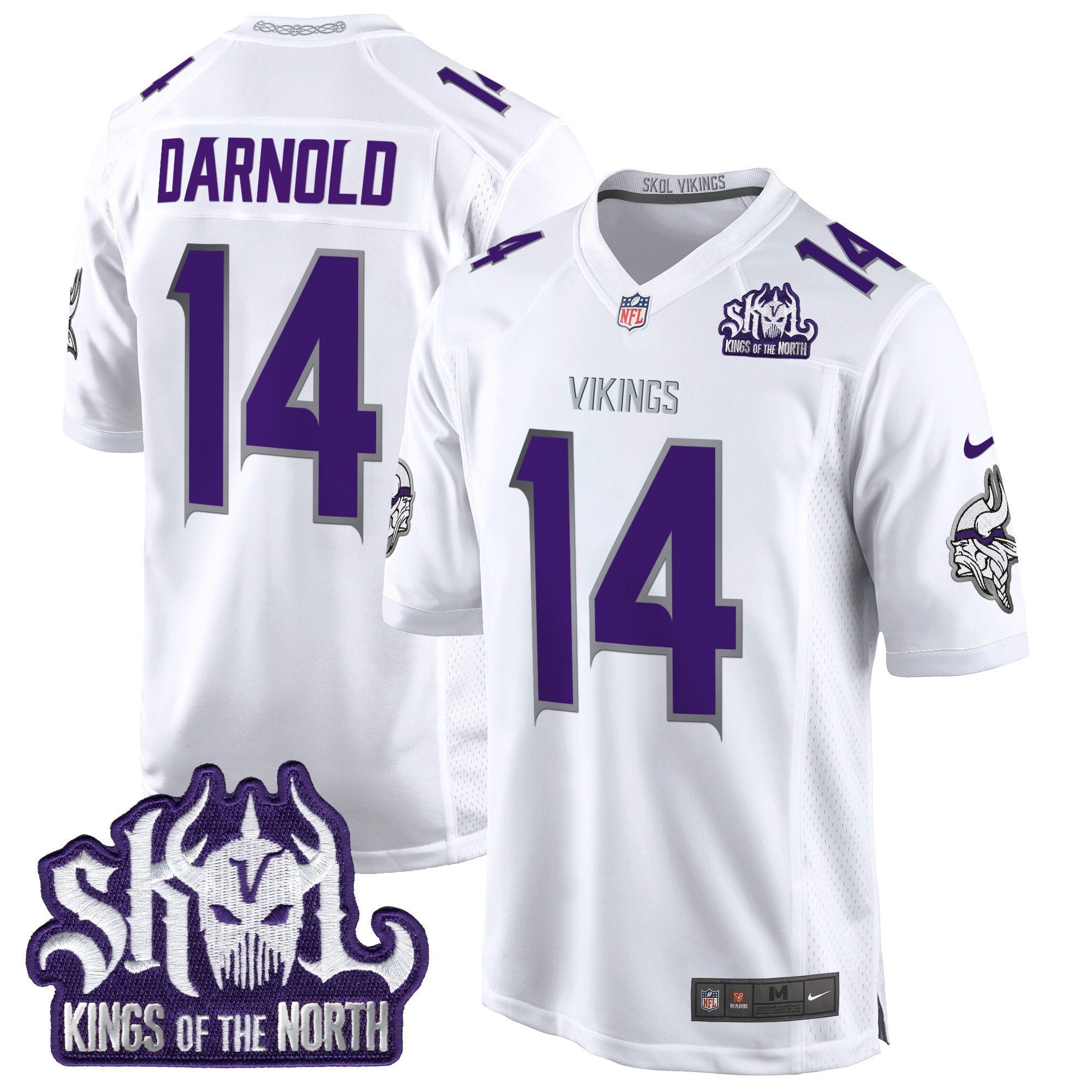 Minnesota Vikings King Of The North Patch Throwback Game Jersey – All Stitched – Winter Warrior – Sam Darnold Jersey