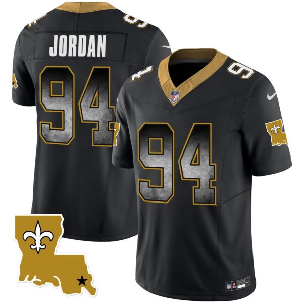 Saints 1987 Legacy Arch Smoke Jersey – All Stitched – Black – Cameron Jordan Jersey