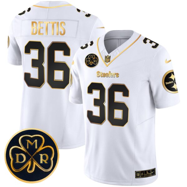Steelers DMR Patch Gold Vapor Limited Jersey – All Stitched – White Gold – Jerome Bettis Jersey