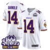 Minnesota Vikings King Of The North Patch Throwback Game Jersey – All Stitched – White – Sam Darnold Jersey