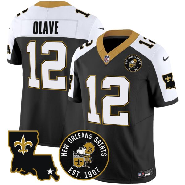 Saints EST. 1967 Patch Vapor Jersey – All Stitched – Alternate – Chris Olave Jersey