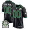Eagles Jerome Brown Patch Kelly Green Game Custom Jersey – All Stitched – Black Jersey