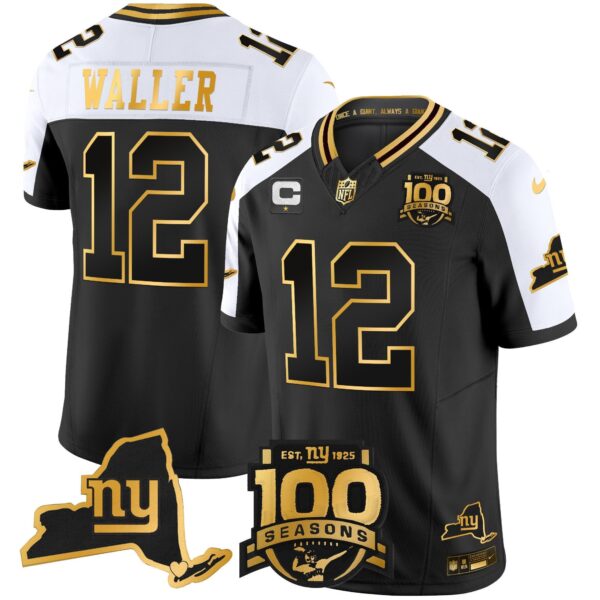 New York Giants 100th Season & State Patch Gold Vapor Limited Jersey – All Stitched – Alternate – Darren Waller Jersey
