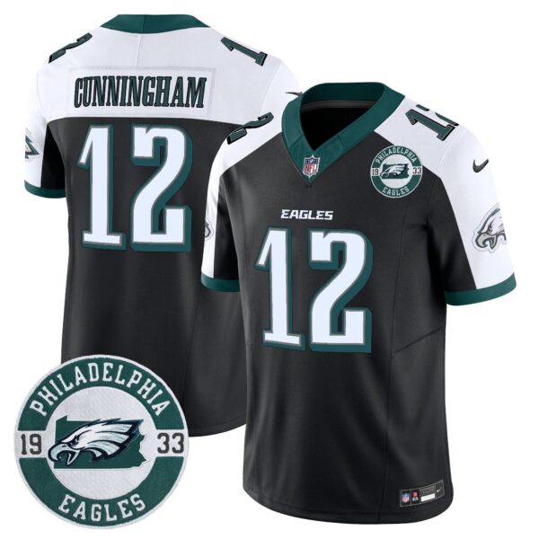 Eagles 2024 Vapor Limited Jersey – Est. 1933 Patch – All Stitched – Black Alternate – Randall Cunningham Jersey