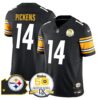Steelers 50th Anniversary Of Super Bowl IX & Map Patch Vapor Limited Jersey – All Stitched – Black – George Pickens Jersey
