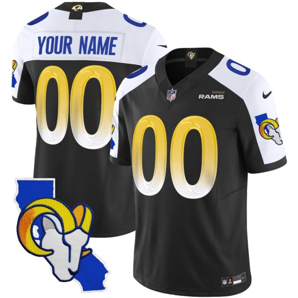 Rams California Patch Vapor Limited Custom Jersey – All Stitched – Black Alternate Jersey