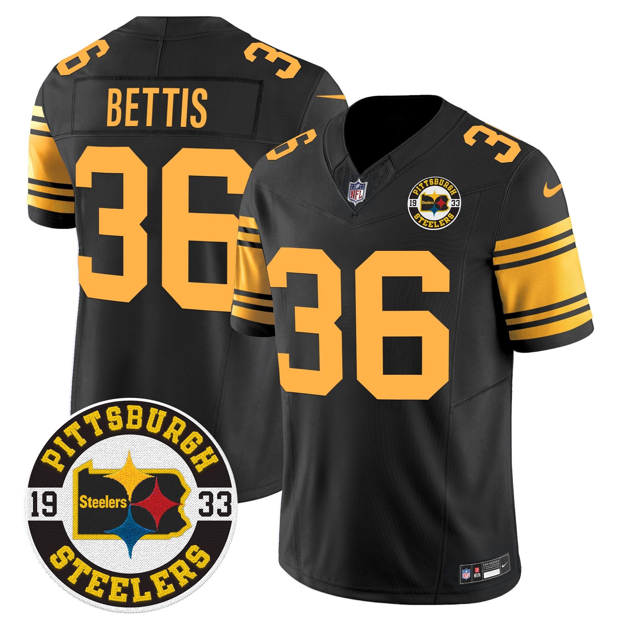 Steelers 2024 Vapor Limited Jersey – Est 1933 Patch – All Stitched – Color Rush – Jerome Bettis Jersey