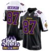 Minnesota Vikings King Of The North Patch Throwback Game Jersey – All Stitched – Black Alternate – T.J. Hockenson Jersey