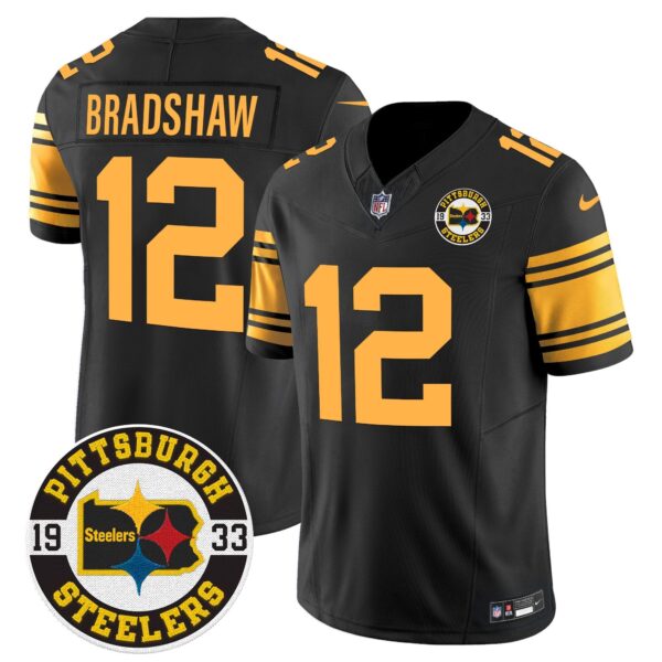 Steelers 2024 Vapor Limited Jersey – Est 1933 Patch – All Stitched – Color Rush – Terry Bradshaw Jersey