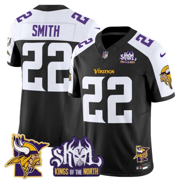 Minnesota Vikings Kings Of The North Patch Vapor Limited Jersey V3 – All Stitched – Black Alternate – Harrison Smith Jersey